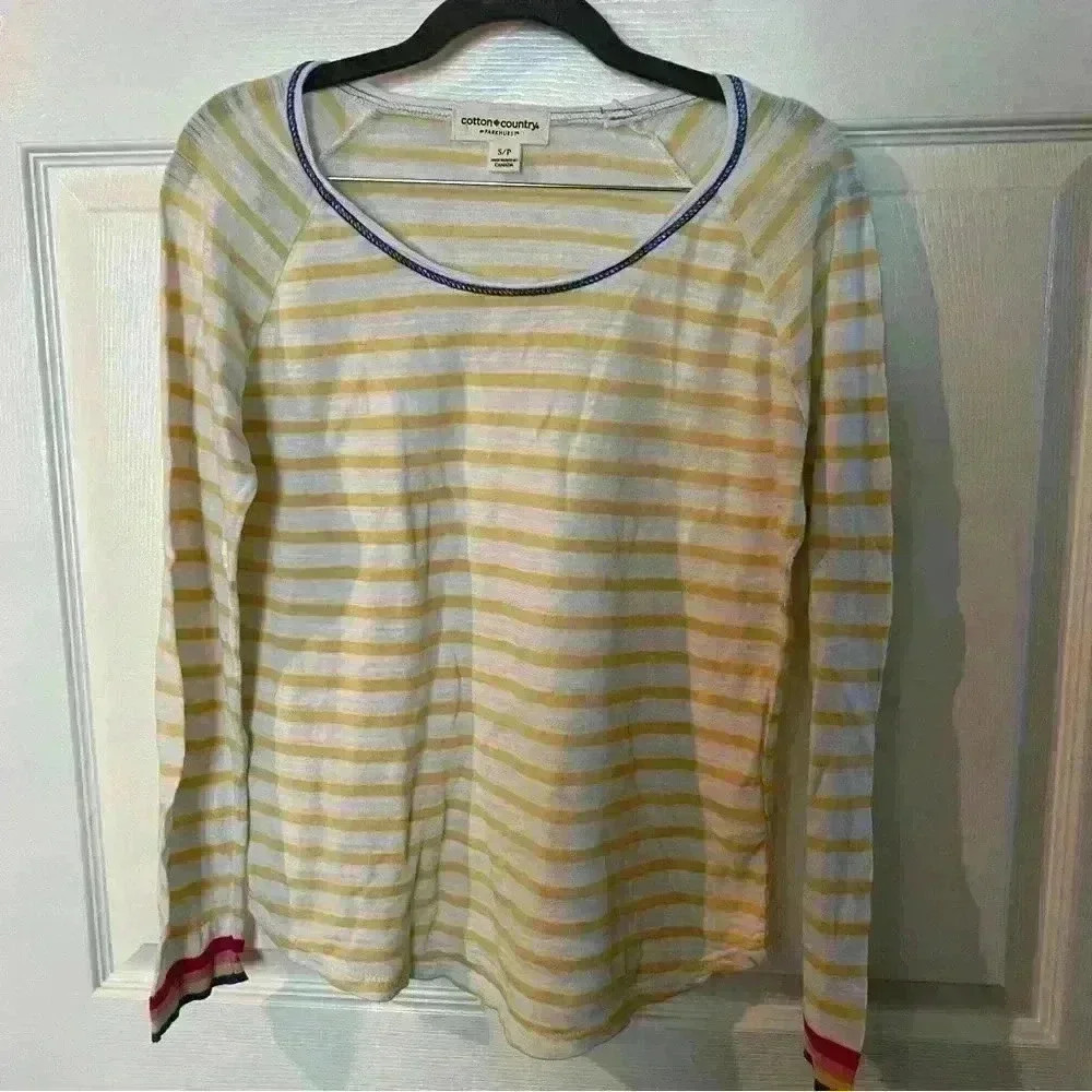 Cotton Country by Parkhurst 🇨🇦 Lightweight Striped Sweater with Sleeve Detail